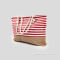 Casual large capacity red striped handbag